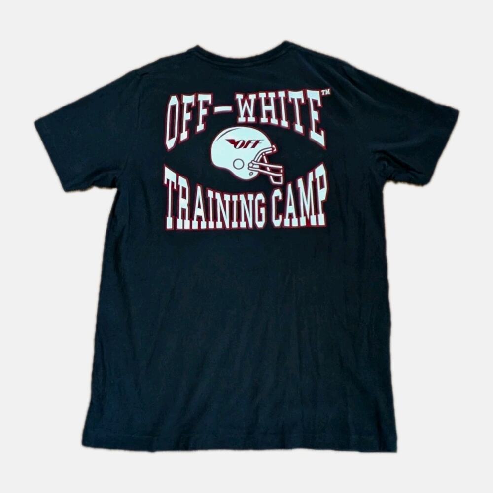 OFF-WHITE Virgil Abloh Football Eagle Cotton T-Shirt Embroidery Black sz XL